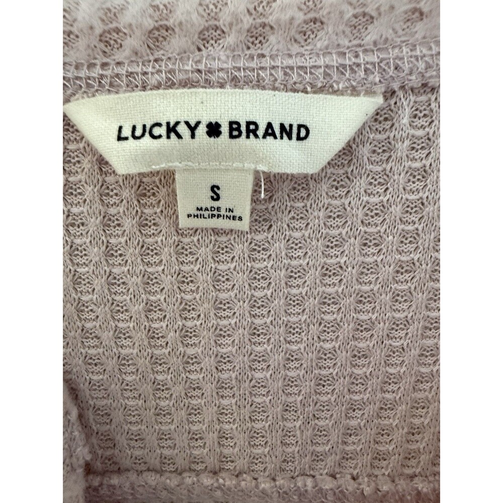 Lucky Brand Pink Waffle Knit Long Sleeve V-Neck Shirt - Small - Picture 3 of 3